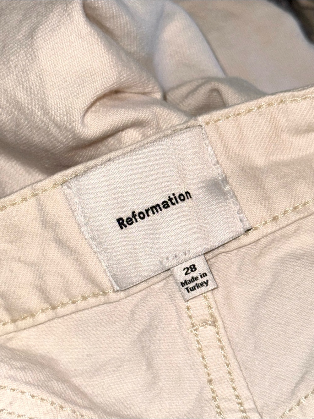 Reformation Cary High Rise Slouchy Wide Leg Jeans Studded Fior Di Latte Size 28 - Picture 7 of 8